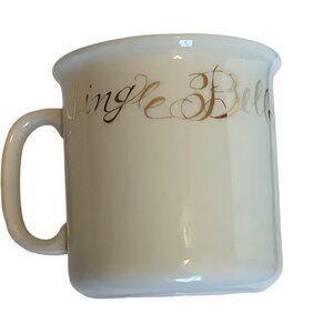 Rosanna Jingle Bells Gold Script Made In Italy Ceramic Mug 3.75"